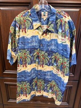 Vintage Kahala Men's Hawaiian Palm Tree Print Cotton Shirt